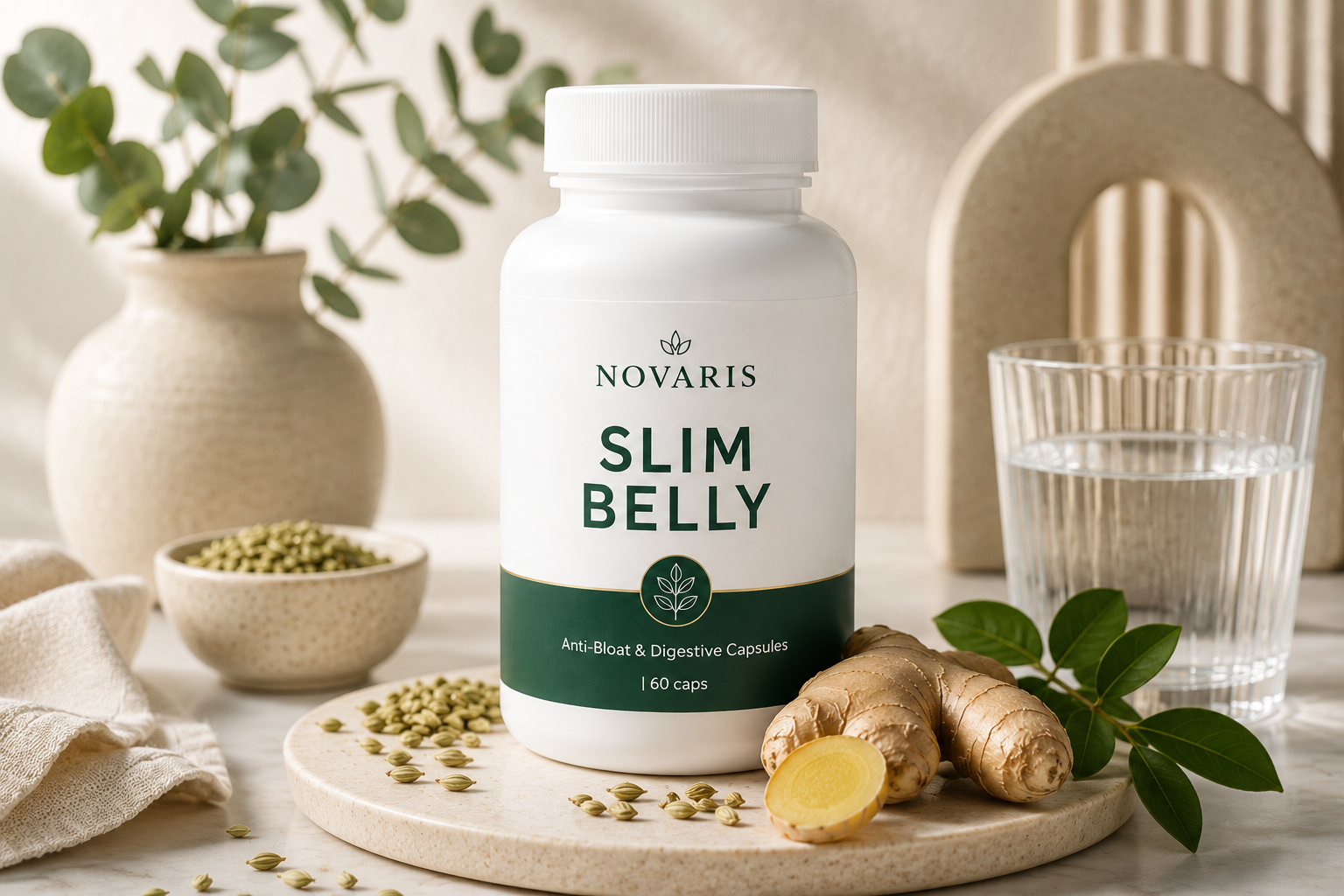 NOVARIS SLIM BELLY — Cápsulas Anti-Hinchazón y Digestión